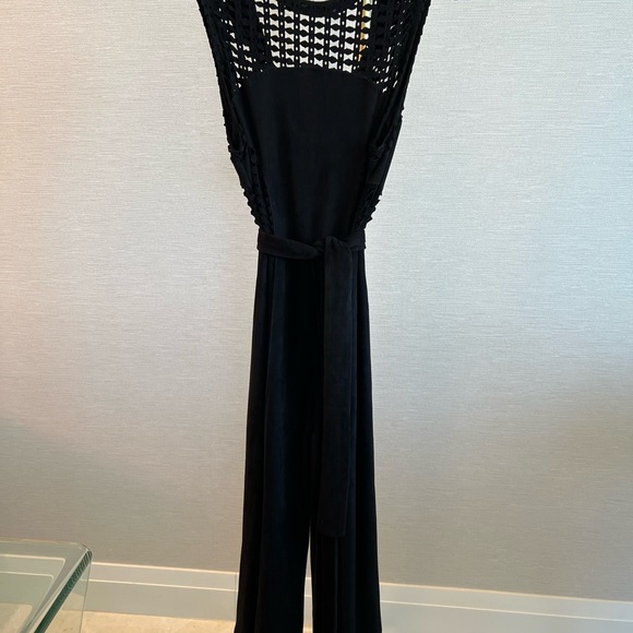 NEW with defect Fancy James Black Women Leather Suede Sleeveless Jumpsuit Size M - Picture 11 of 16